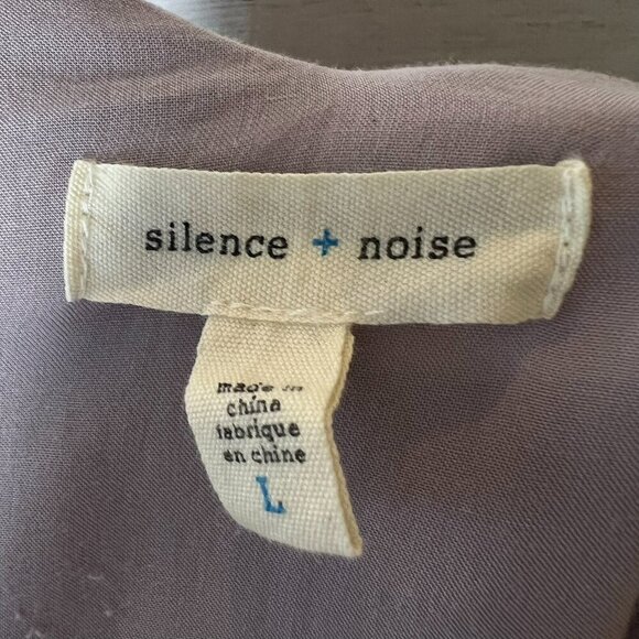 Silence + Noise Dress Womens SZ Large Ella Printed Crepe Mauve Geometric Button - Picture 2 of 16